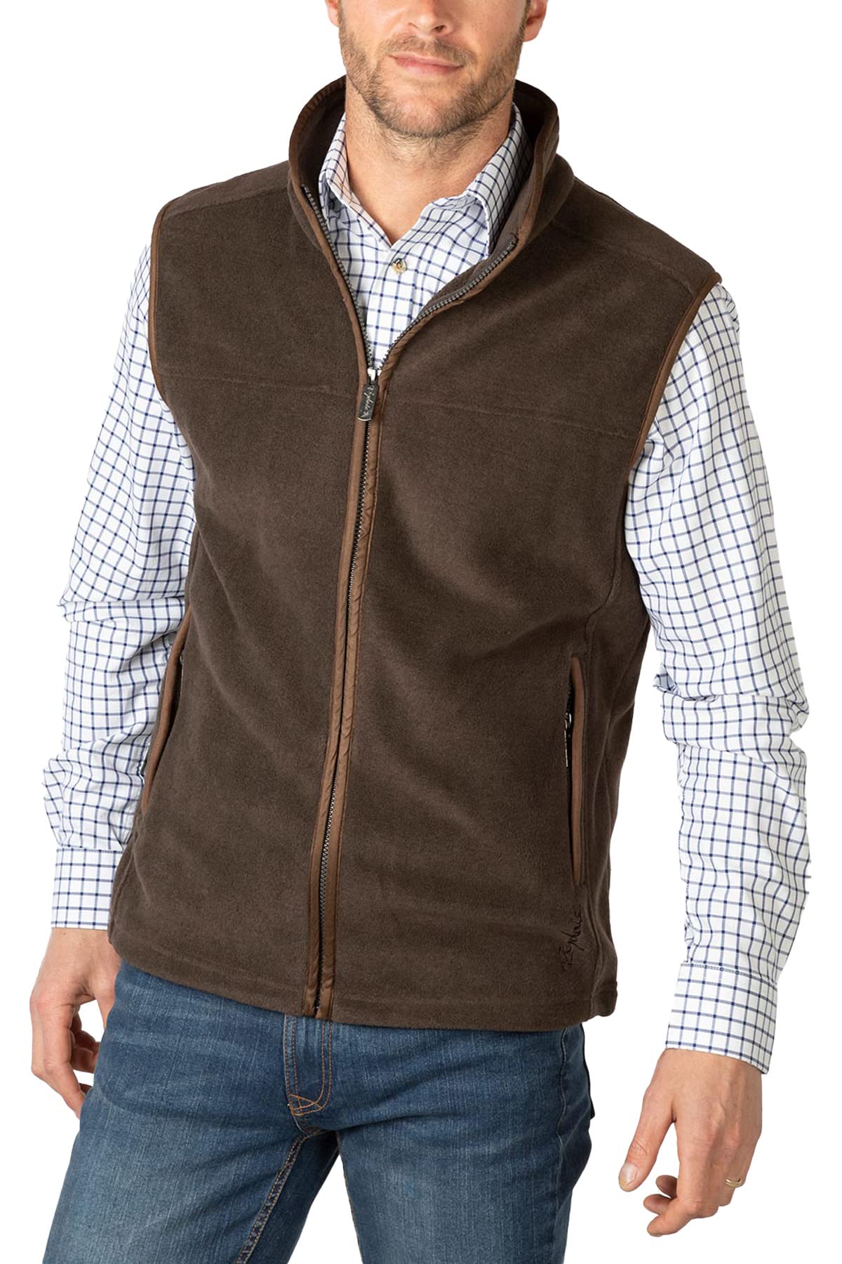 Men's Huggate Fleece Waistcoat Mens Gilet Bodywarmer Sleeveless Jacket Fleece Gilets (XS, Dark Brown)