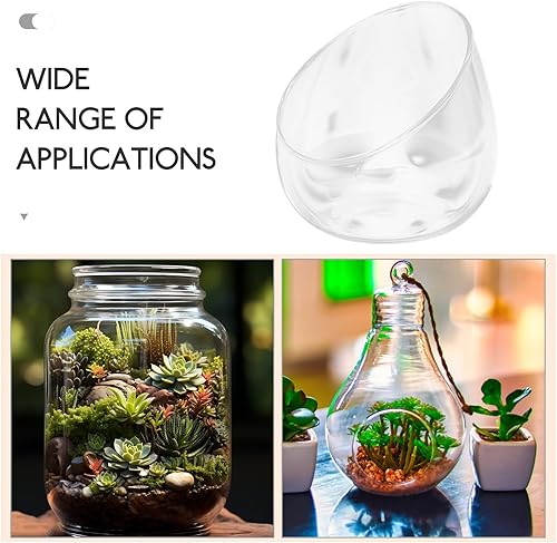 Miniatura 7 de Angoily Planta transparente de terrario de vidrio de corte inclinado, cuenco de burbujas para terrario para suculentas, maceta decorativa para