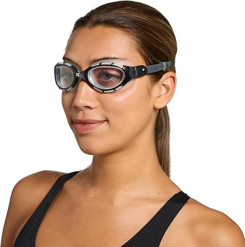 Miniatura 10 de Zoggs Gafas de natación unisex Predator Flex antivaho con protección UV y lente curvada, ultra ajustada, ajuste rápido, 461041 Gris/Azul - Lentes