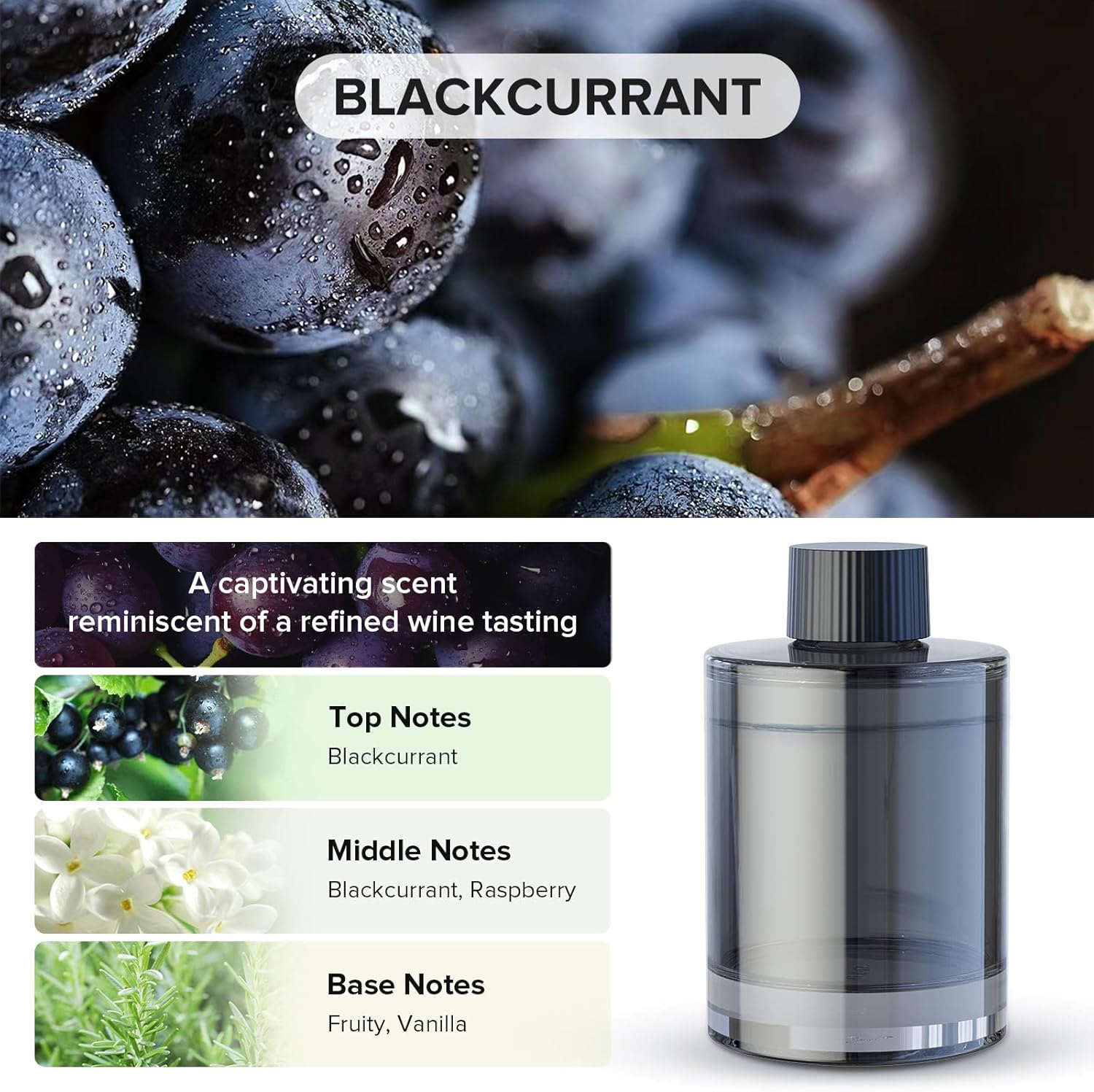 ceeniu car air freshener, cf3 luxury perfume refill, 135ml large capacity for 6 months, blackcurrant, natural french fragrance with plant extracts, car diffuser freshener, premium car scent black currant noir?blackcurrant?