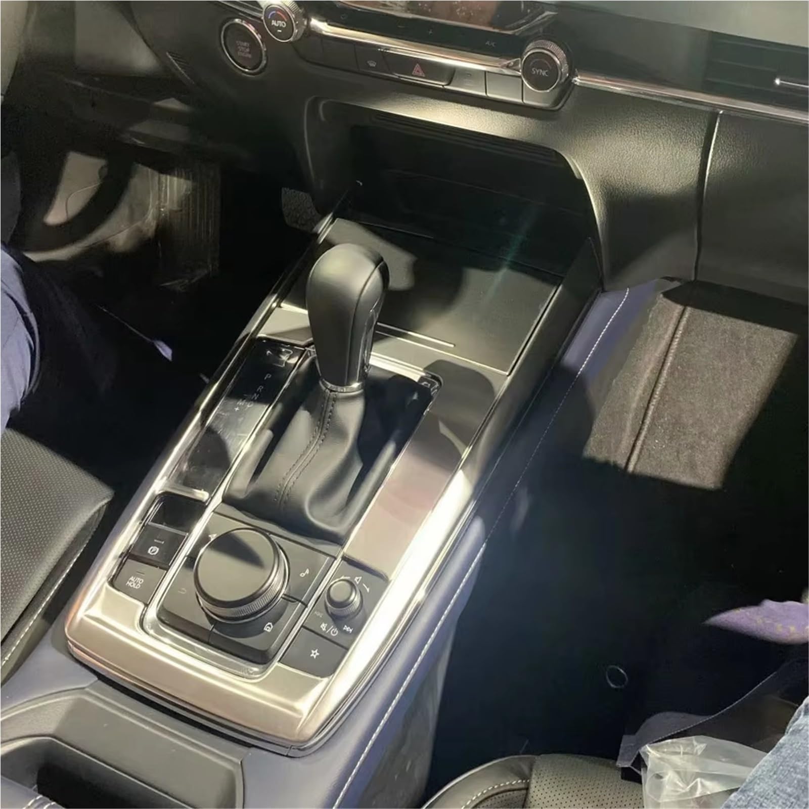 Car Interieur Dekor Edelstahl Schwarz Konsole Getriebe Panel Rahmen Konsole Getriebe Shift Panel Abdeckung Trim Für Mazda Für Cx-30 Cx30 2020-2022 2023 Car Interieur Verkleidung(Steel Silver LHD)