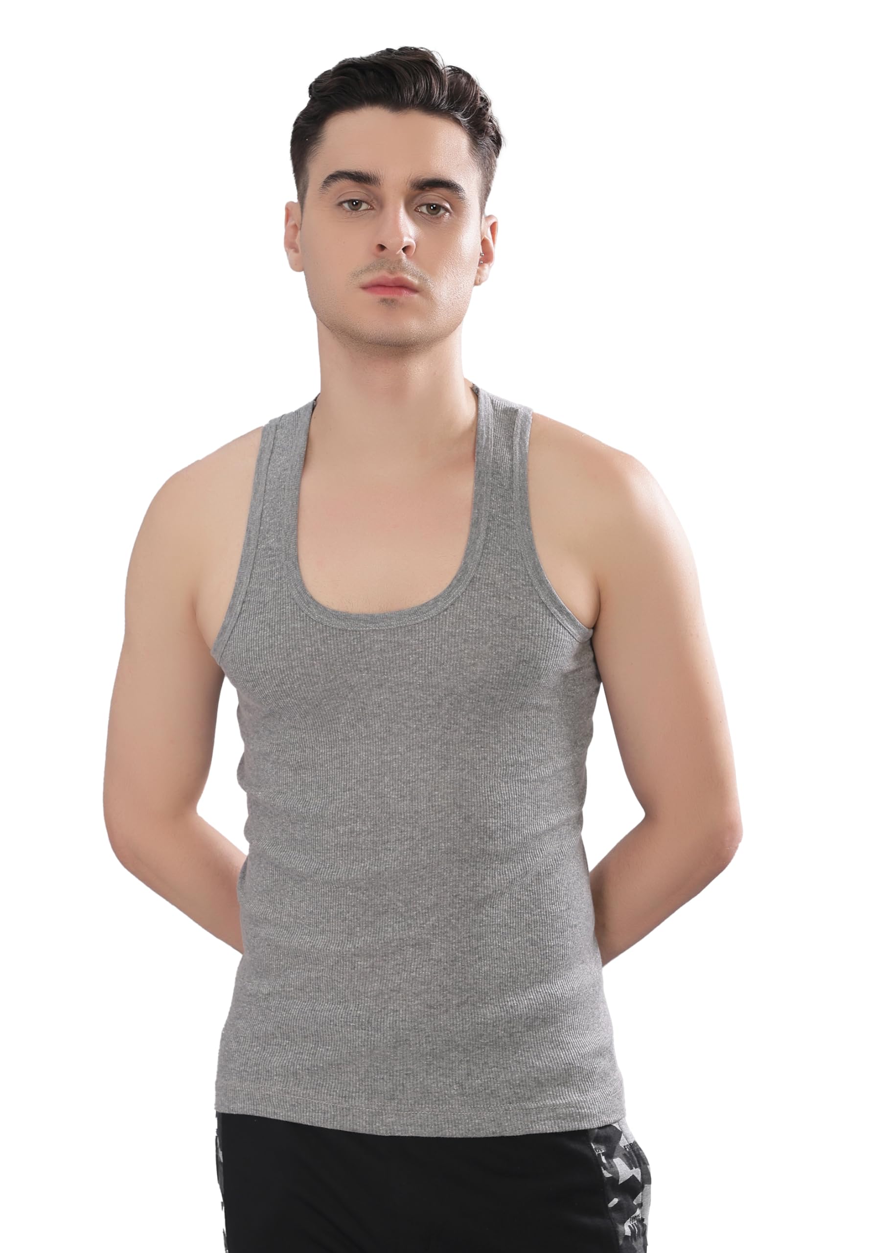 dollar bigboss Men's Grey Solid Cotton Regular Vest-picture-27