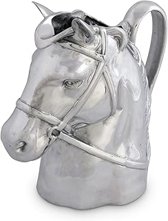 Arthur Court Designs Aluminum Thoroughbred Race Horse Pitcher Water Jug for Hot/Cold Water, Ice Tea and Juice Beverage 10 inch Tall