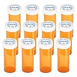 Plastic Medicine Pill Bottles with Child Resistant Caps - Push Down and Turn - Prescription Vial, Medicine Container, Pill Cases Dispenser Organizers (12pcs, 16 Dram)