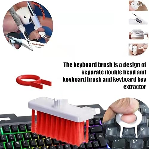 Miniatura 2 de ciciglow Limpiador de teclado de cepillo suave, kit de herramientas de computadora, cepillo limpiador de polvo 5 en 1 para computadora, teléfono