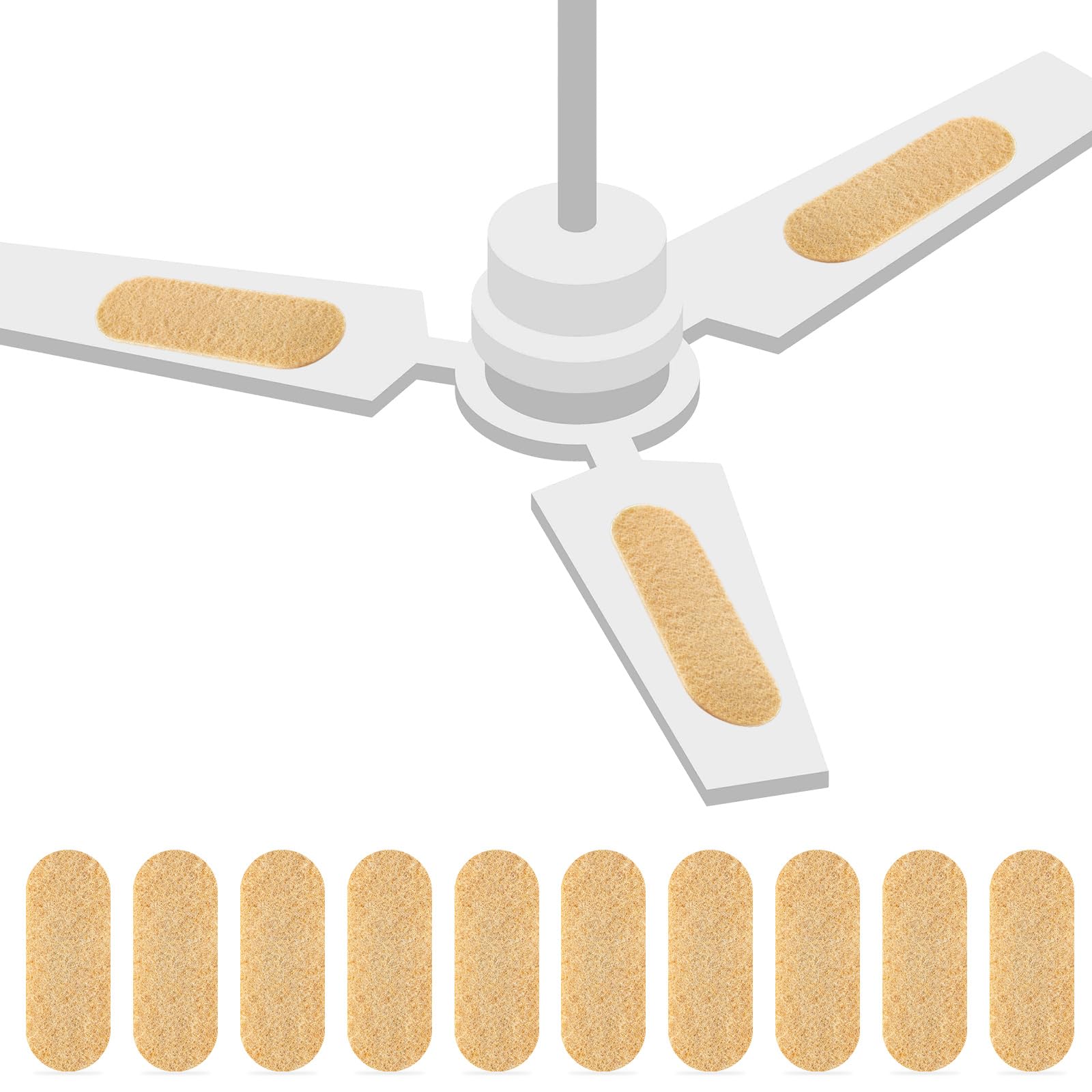 Tuanse 10 Pack Ceiling Fan Filters for Blades, Activated Coconut Activated Zeolite Ceiling Fan Air Filter, Stick Air Filter Purifiers for Common Household Contaminants (Beige)