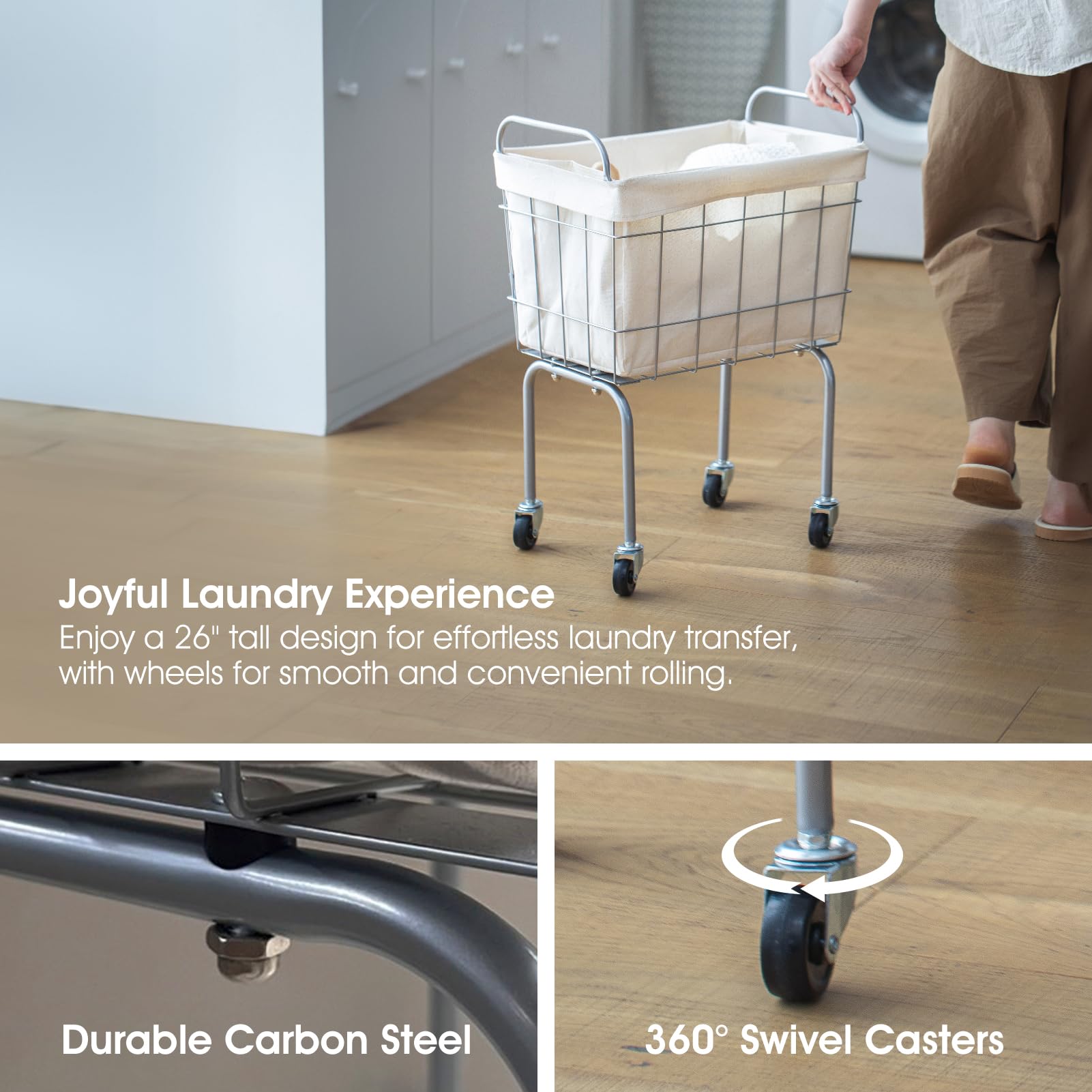 Amazon.com: SHIMOYAMA Small Laundry Cart, 1 Bushel Laundry Basket