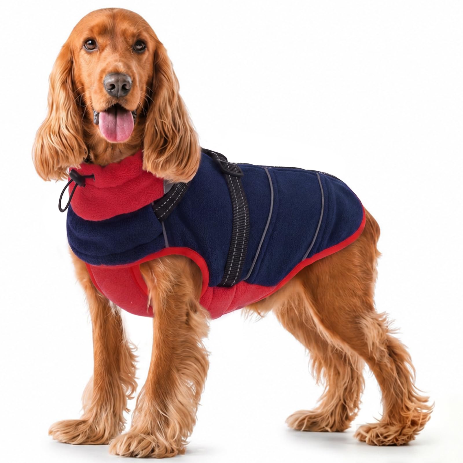 Dog Fleece Vest, Zip Up Dog Coat Fleece Suit Warm Vest Sweater(Navy, L)