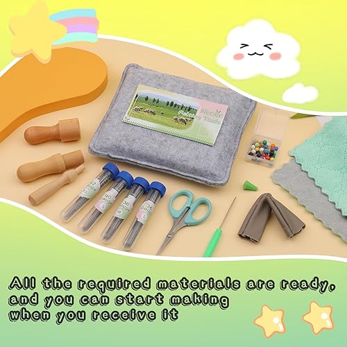 Miniatura 3 de BAGERLA Kit de herramientas de fieltro de agujas de 118 piezas, herramientas de fieltro de lana con 80 agujas, 3 modelos, asas de madera,