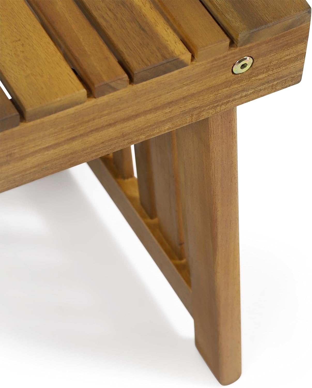 Christopher Knight Home Summerland Outdoor Mesh Chaise Lounge with Acacia Wood Frame, Teak Finish/White Mesh & Hilton Outdoor Acacia Wood Folding Side Table, Teak Finish