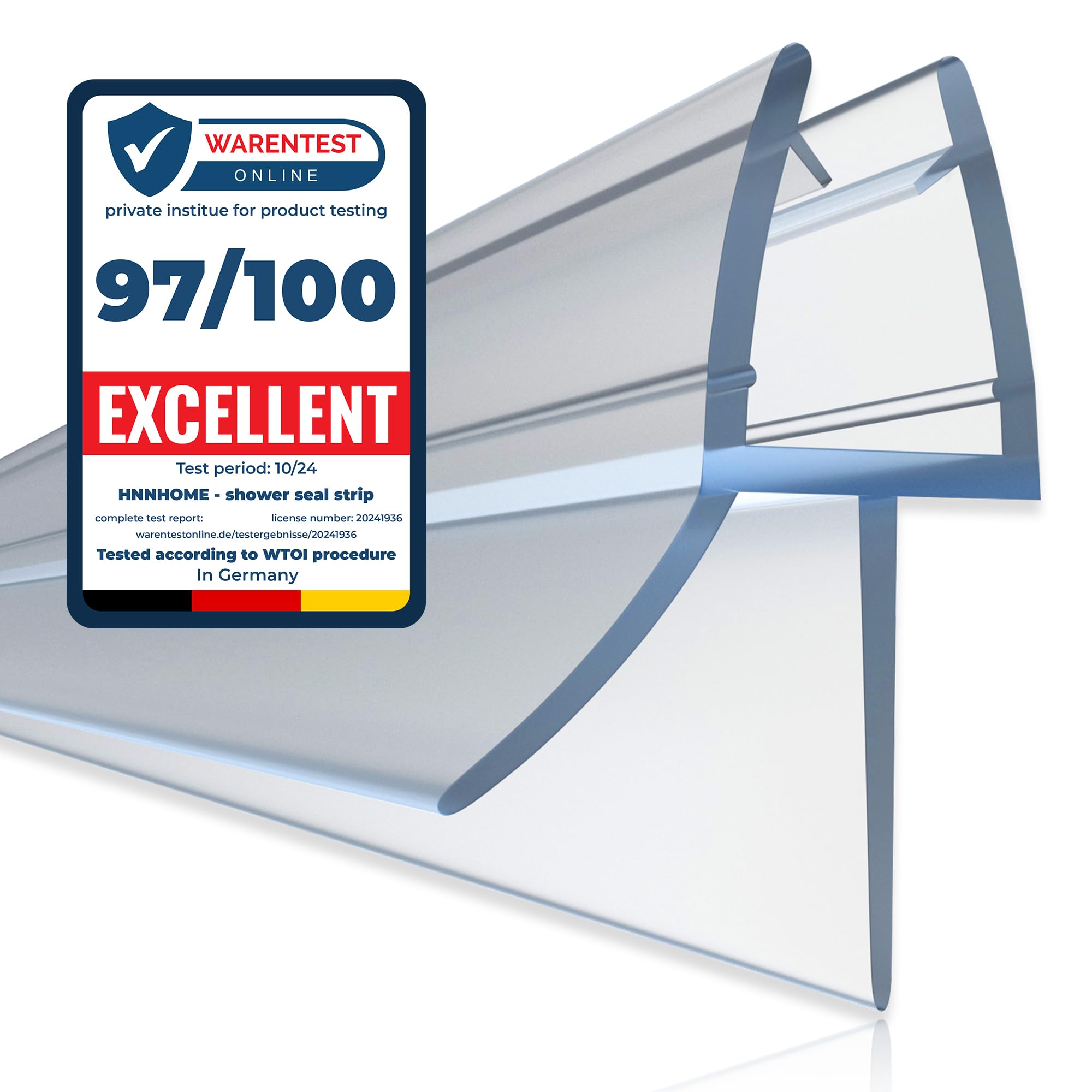HNNHOME 100cm Rubber Plastic Bath Shower Screen Seal Strip for 6-8mm Curved Straight Glass Door Up to 20mm Gap (Straight x 1)