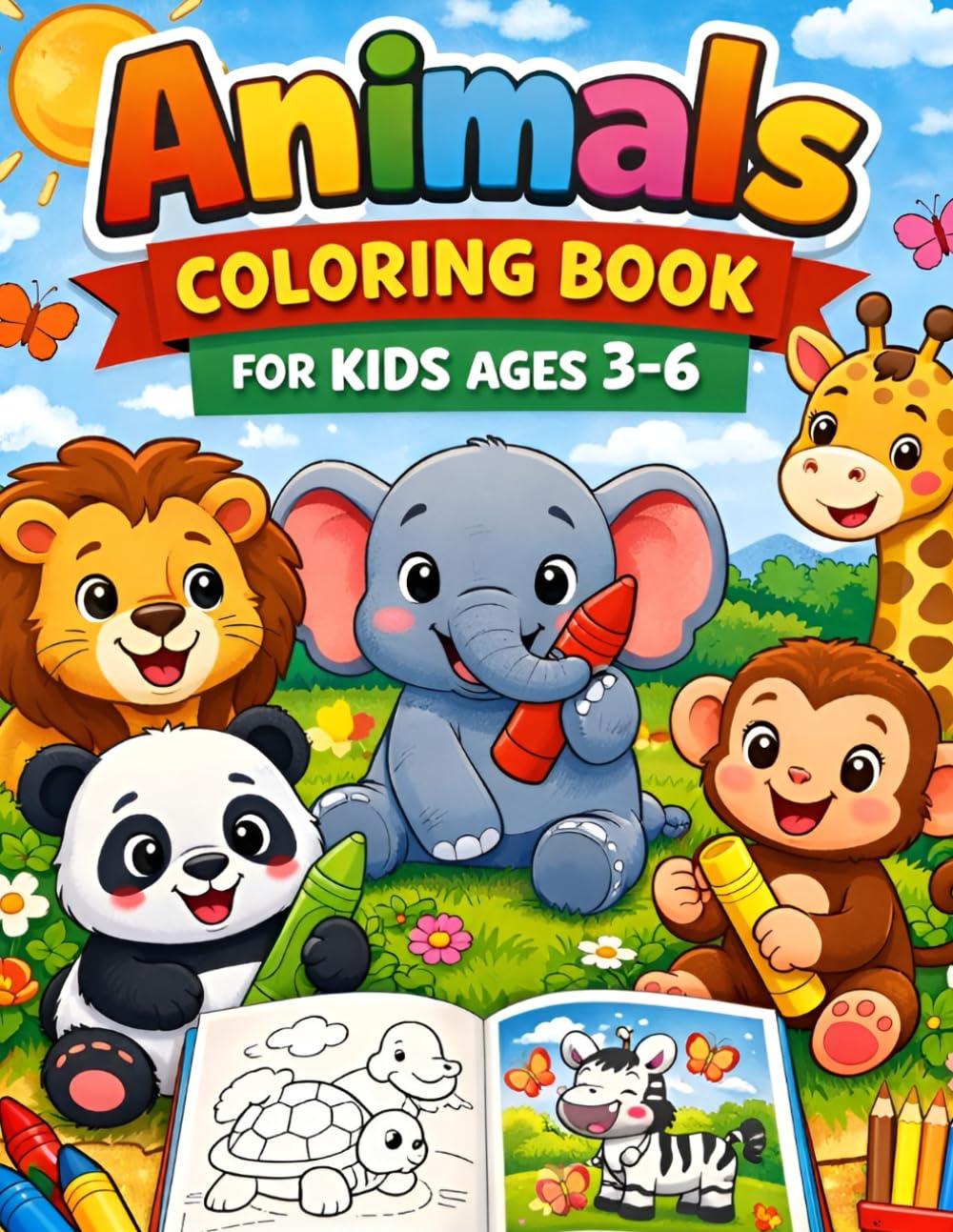 Animals Coloring Book for Kids Ages 3–6: Cute and Simple Animal Coloring Pages to Inspire Creativity and Early Learning for Toddlers and Preschoolers