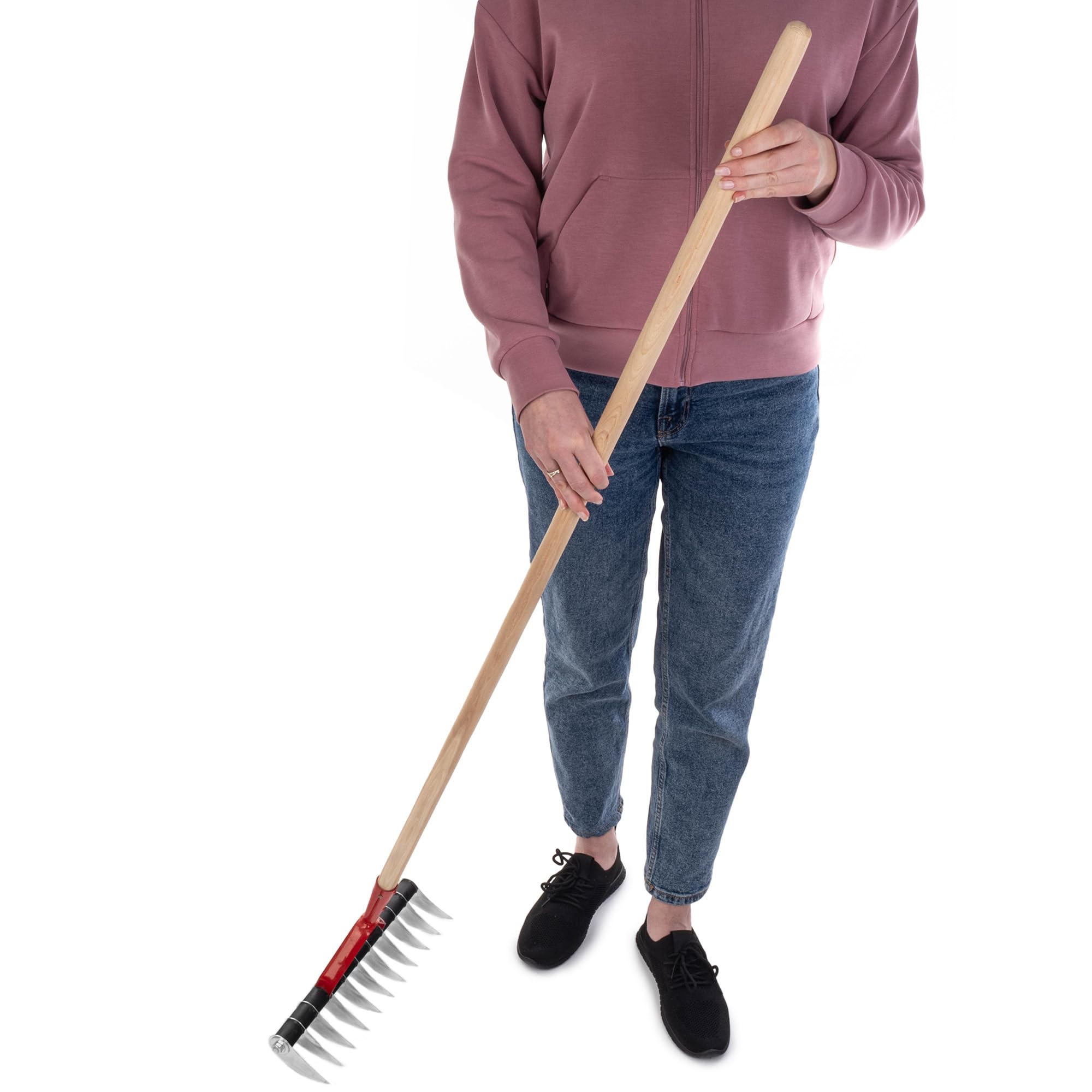 KADAX Aireador de césped manual para jardín, césped, musgo, accesorios de jardín, herramientas de metal, rastrillo de corte, cultivador, aireador de césped, escarificador de mano (unilateral, con