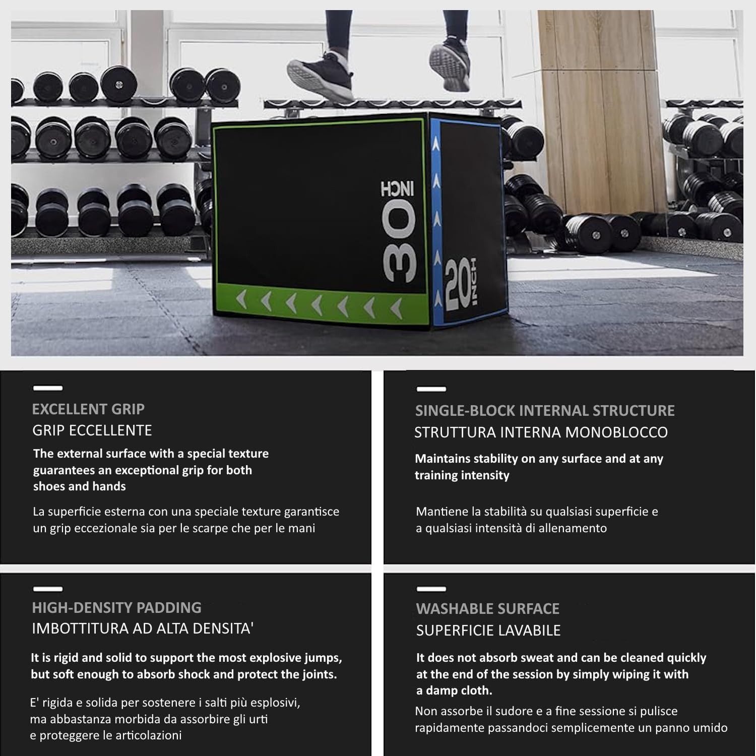 Plyo Weiche Box 3 in 1, Pliometrische Box für Crossfit, funktionelles Training, MMA HIIT Sprungwürfel aus EPE-Schaumstoff, rutschfest, 76 x 61 x 51 cm, Plattform für Zuhause und Fitnessstudio
