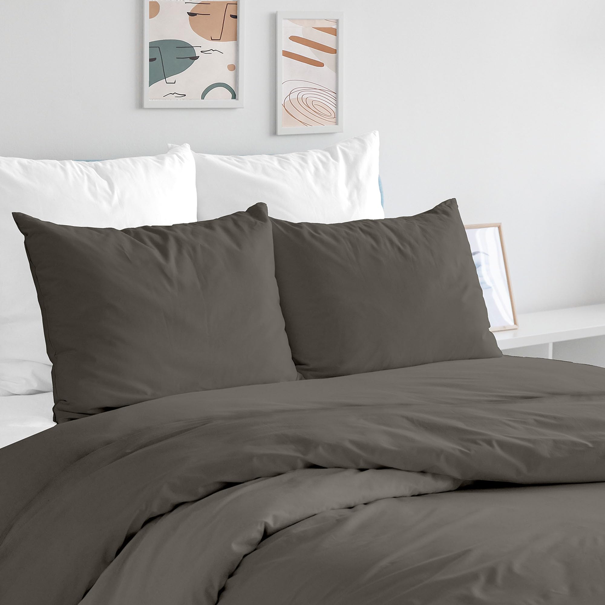 Ruggeri - Set Copripiumino Matrimoniale | Sacco + 2 Federe, 100% Morbida Microfibra di Alta Qualità - Collezione Everyday (Grigio Antracite)