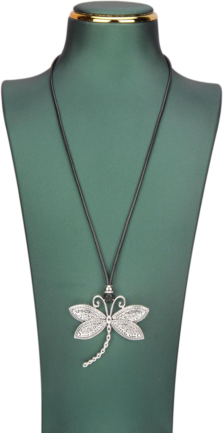 Large Pendant Necklaces Layered Boho Circle Leather Choker Chunky Boho Necklace for Women Long Sweater Necklace Jewelry - Image 2