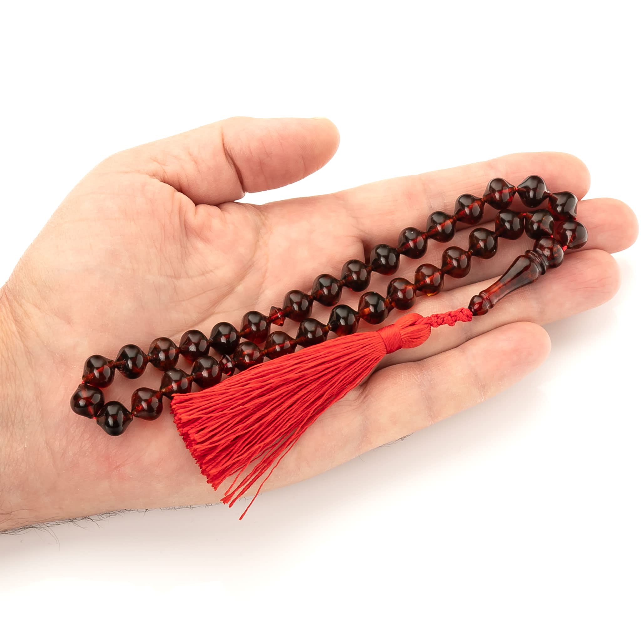 Amber Tasbih|Ręcznie robione|Bursztynowy Różaniec Muzułmański| Islamskie Koraliki Modlitewne,18g|Bernstein Tasbih|Bernstein Rosenkranz|Kahrman|Muzułmański Prezent
