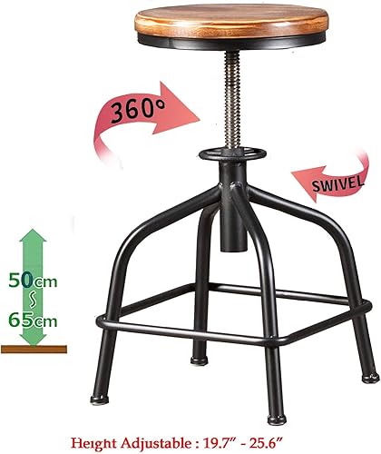 Miniatura 7 de Topower Taburete de cocina de granja, taburete de mostrador industrial, asiento redondo decorativo de cocina, taburetes de bar giratorios de altura