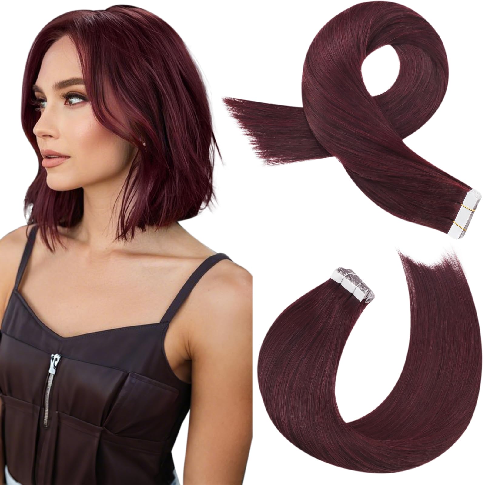 Moresoo Tape Hair Extensions Real Human Hair 18 Inch Jet Black Human Hair Extensions Tape in Black Remy Hair Straight Silky Soft for Women Natural Looking 20pcs/50g #1 — view 58