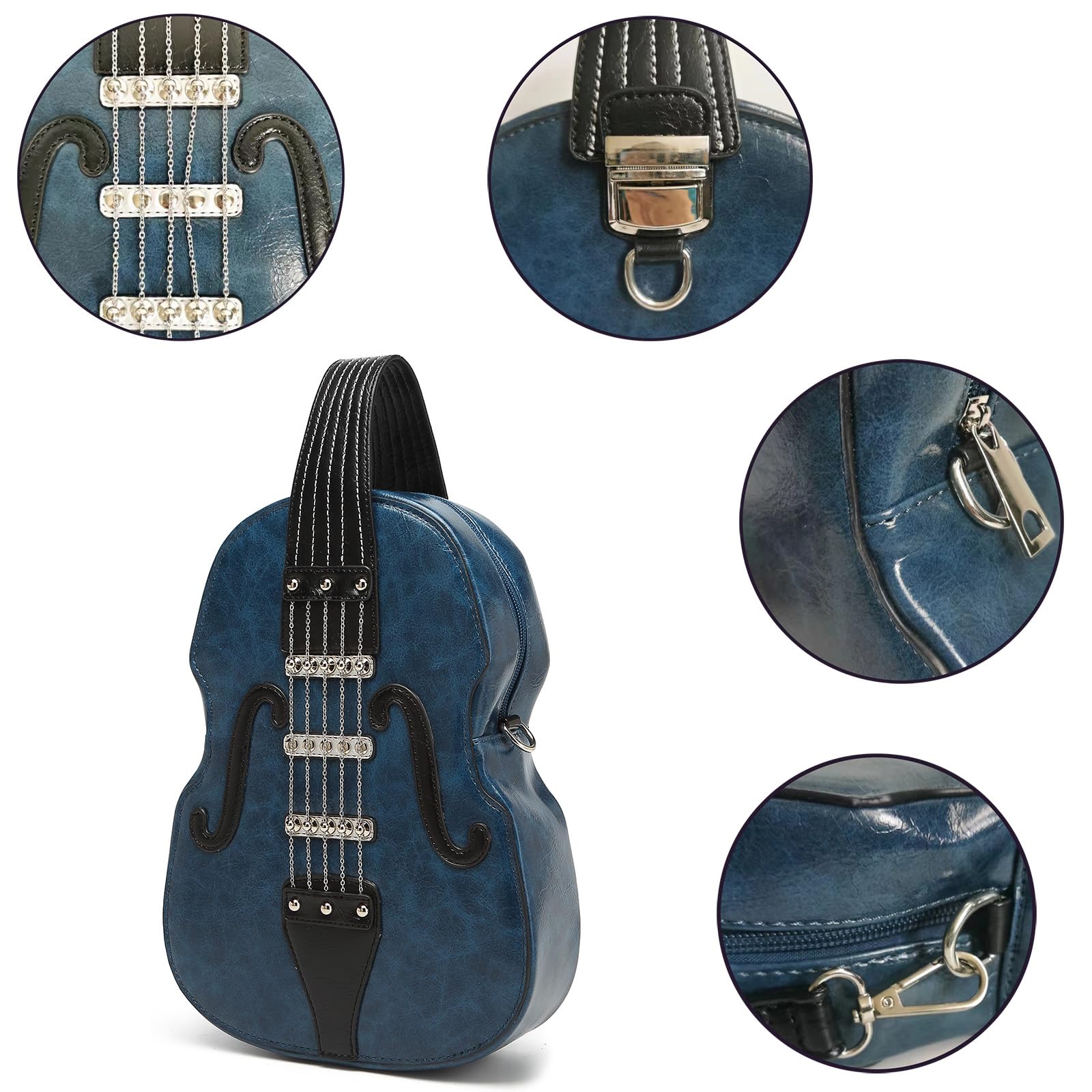 Violin Shape Synthetic Leather Small Backpack Crossbody Shoulder Bag Amazon.com: generic Women Violin Shaped Backpack PU Leather  main image 3