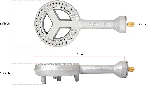 COOKAMP Cast Iron Propane Burner Head with Brass Fitting Orifice (SH12RH - DIY Burner & Regulator)