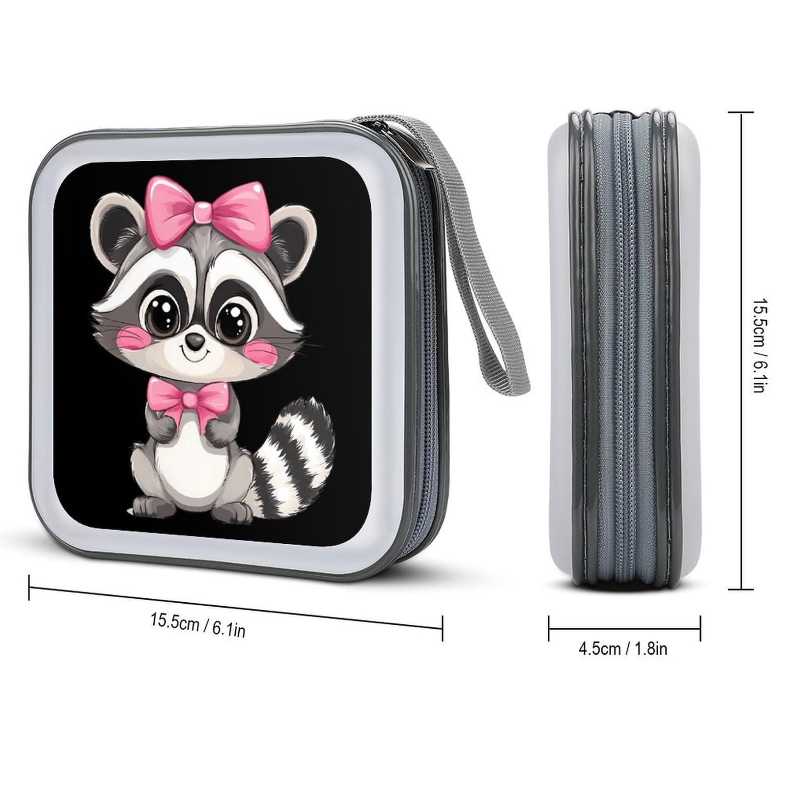 Raccoon CD Case Plastic DVD Case Holder Wallet Disc Storage Organizer for Car Travel