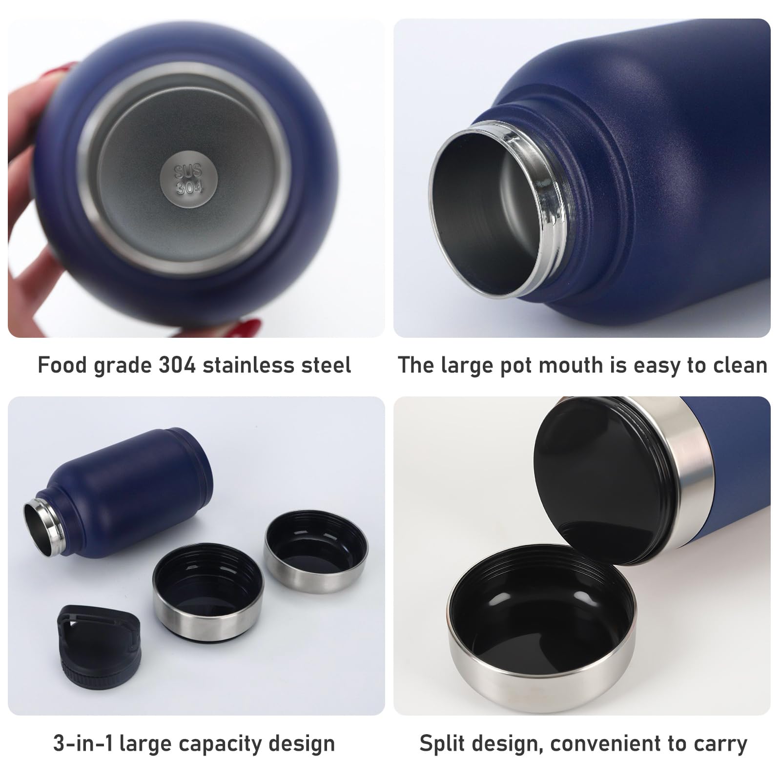 Borraccia per cani da viaggio, 1000 ml, per cani, in viaggio, per cani, in acciaio inox, con ciotola per l'acqua e ciotola, accessorio per cani per passeggiate, senza BPA