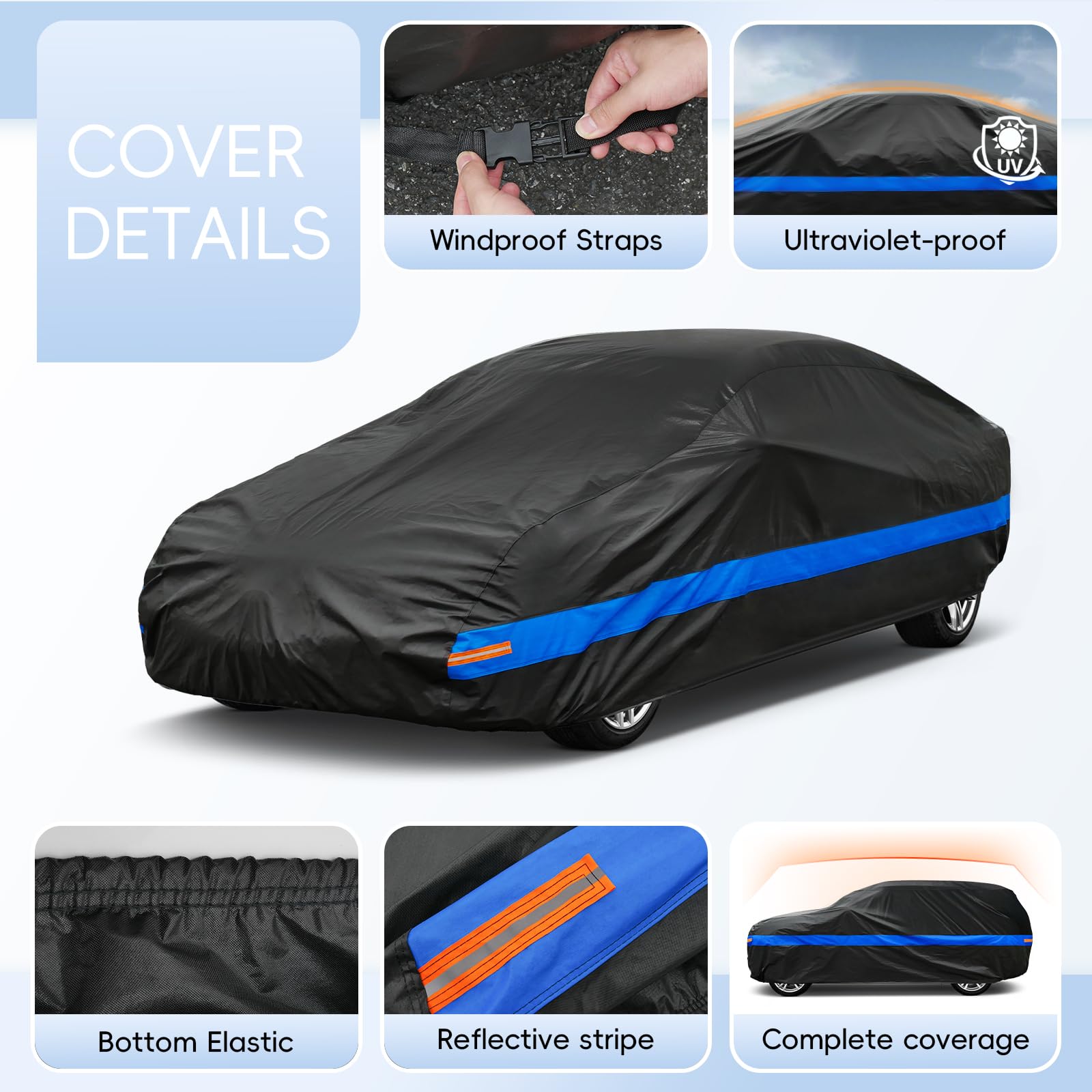 Autoabdeckung Wasserdicht Atmungsaktiv,Auto-Abdeckplane für Vollgarage,Regen,Sonne,Staub und UV-Schutz.Autoplane passend für BMW 4er,Mercede CLE SLS SL, Ford Fusion/Mustang,usw.3XL-0