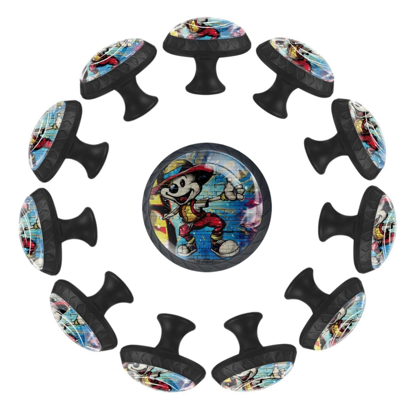 Boutons de tiroir en verre transparent durables motif graffiti