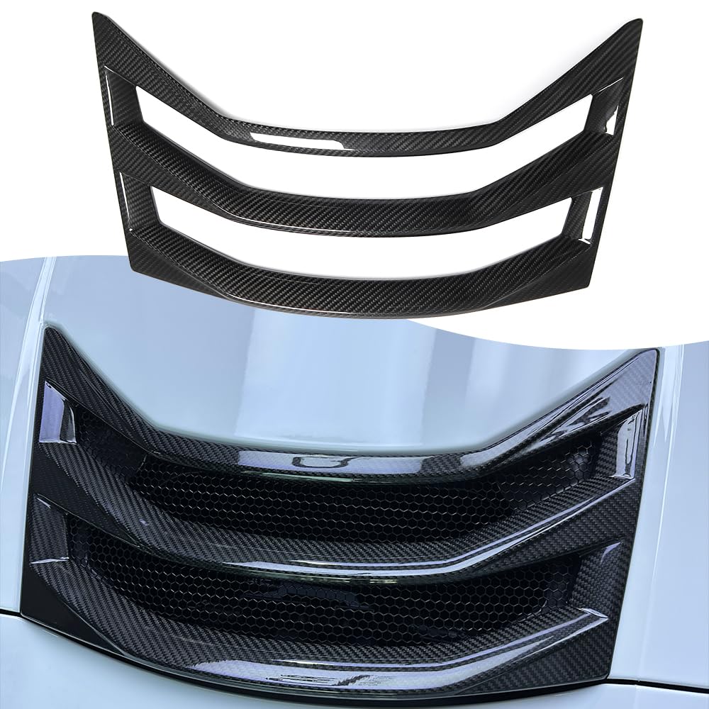 Jogon Carbon Fiber Rear Engine Hood Air Vent Trim for Corvette C8 Convertible HTC Z51 Z06 2020 2021 2022 2023 2024 Air Flow Intake Bonnet Cover