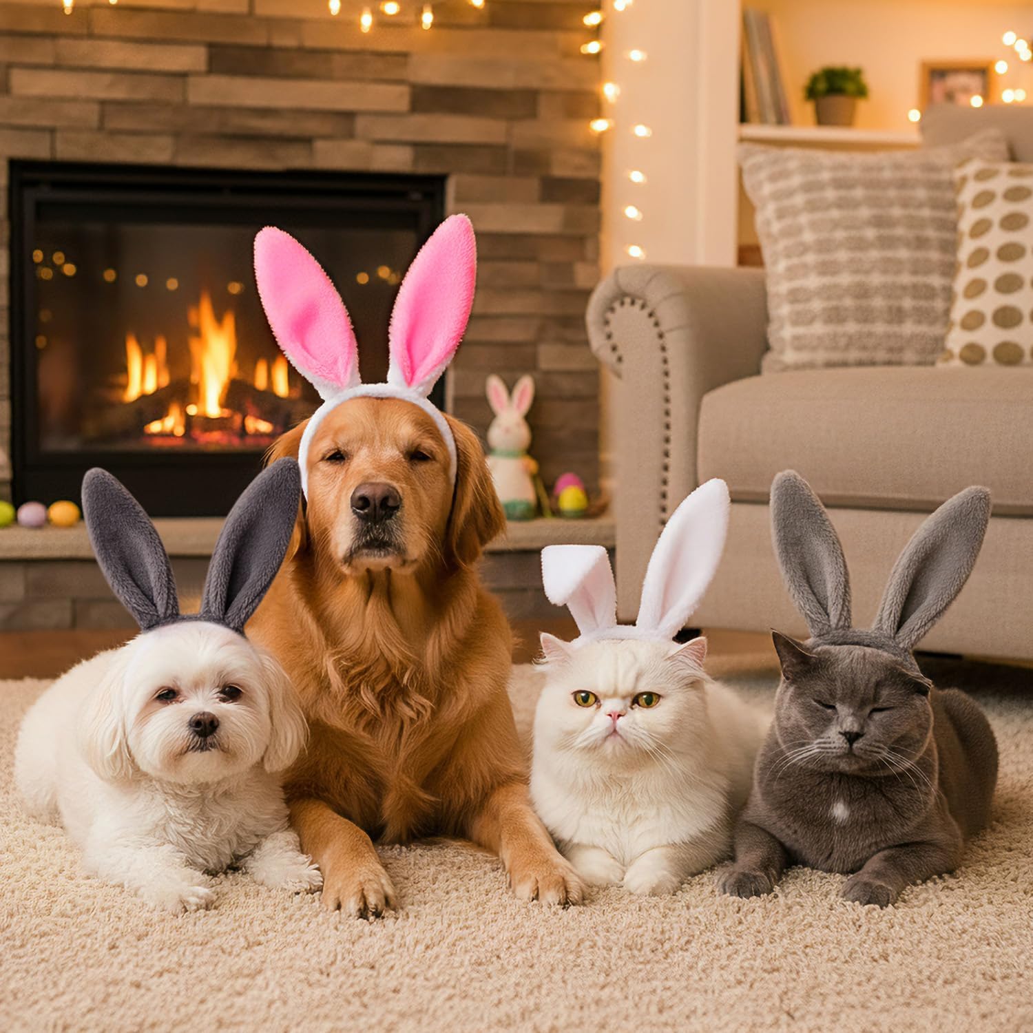 WILLBOND Easter Bunny Ears Simulation Plush Rabbit Ear Soft Bunny Headband for Cosplay Party Halloween