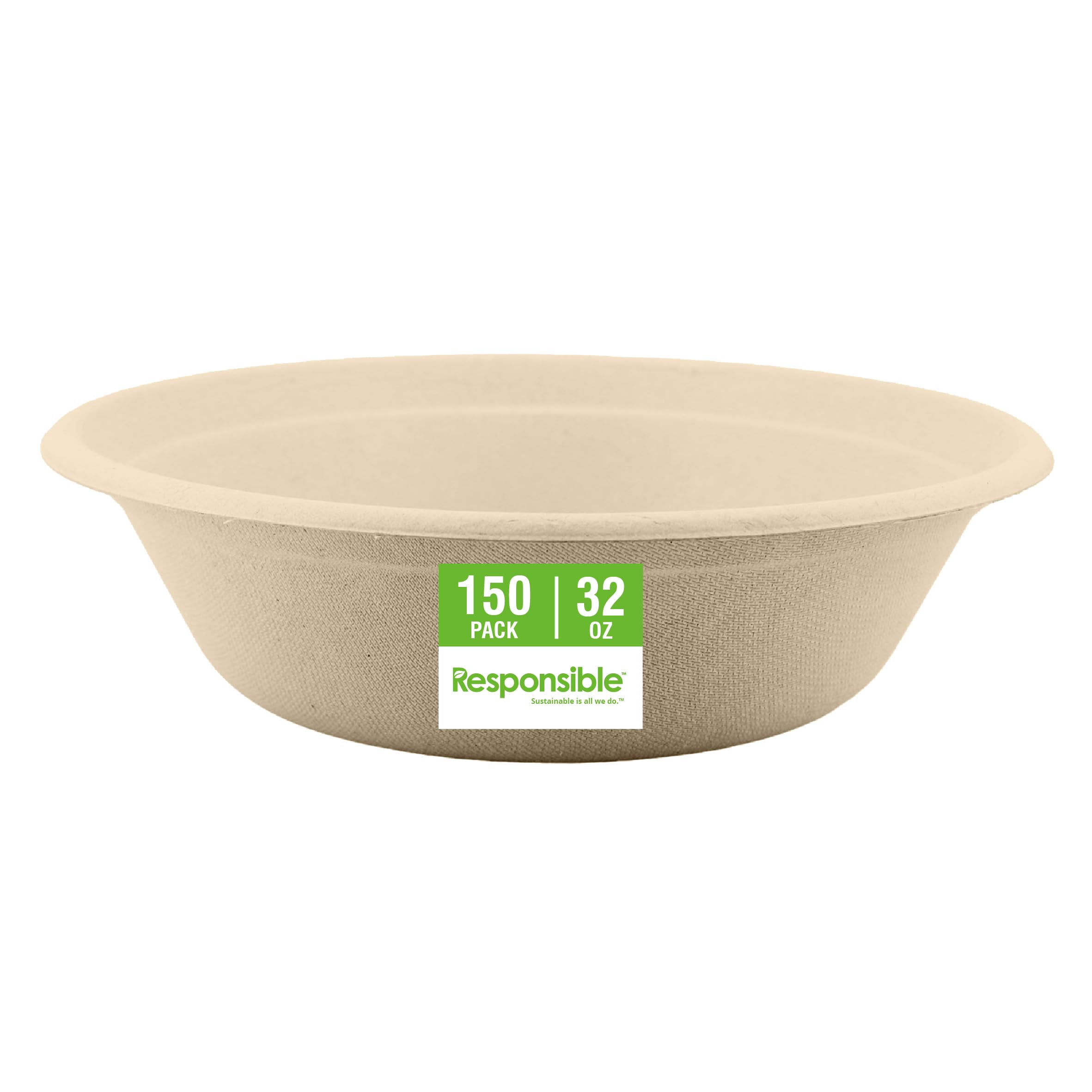 Responsible Products 32 oz (150 Count) / Natural Brown / Classic Bowls