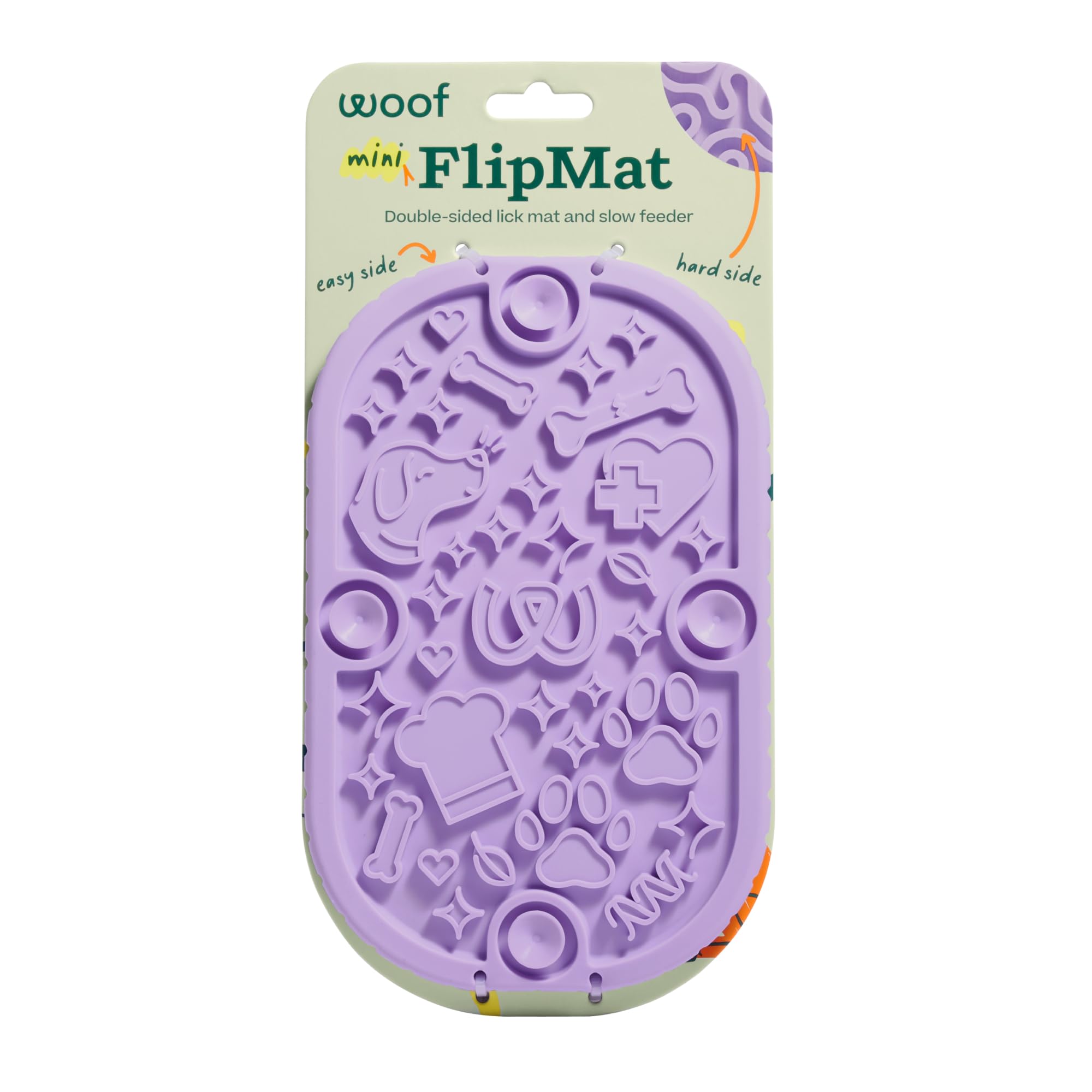 WOOF FlipMat Mini - Leicht zu Reinigen Leckmatte für kleine Hunde & Reisen - Slow Feeder Matte mit doppelseitigem Anti-Rutsch-Design - BPA Frei Silikon - Leckmatte - Interaktives Hundespielzeug