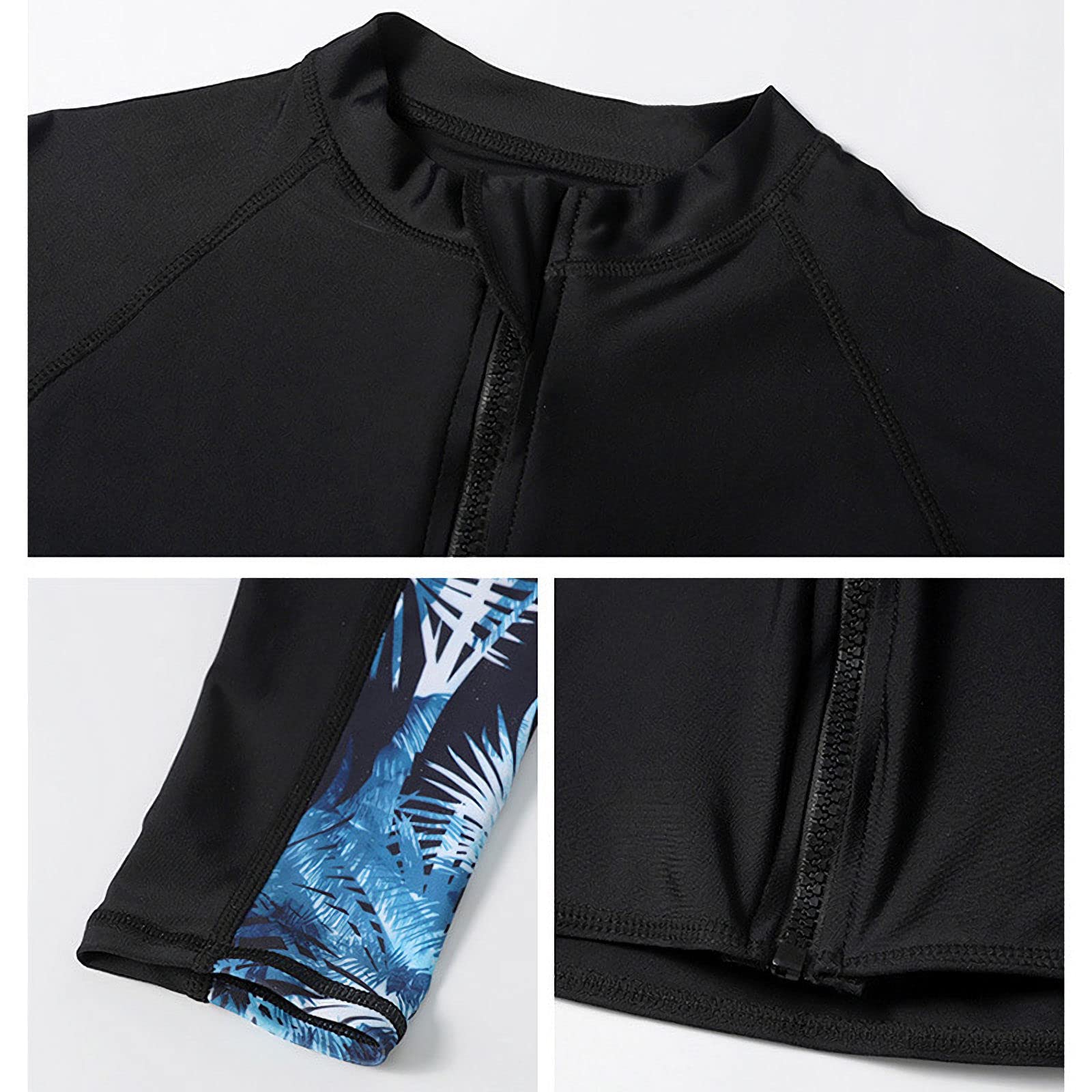 Herren Neoprenanzug, UV-Schutz 3 Teiliges Set Langarm Surfanzug, Langarm Sommer Athletischer Elastischer Tauchanzug, Split Badeanzug für Surf Schnorchel Kajak-2XL(70-80kg)-Herren