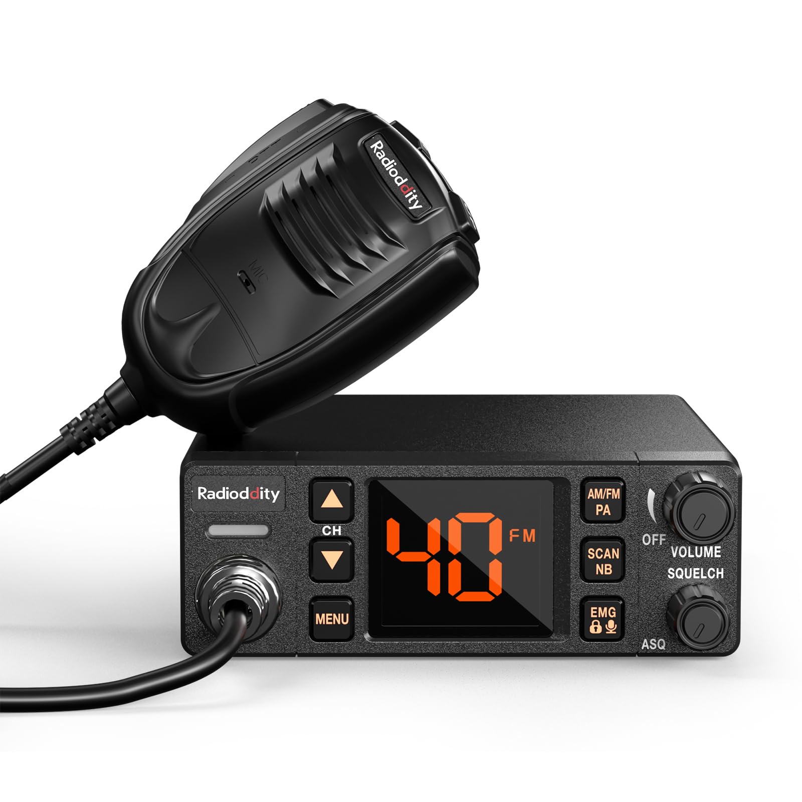 Radioddity CB-606 PRO CB Radio, AM/FM/PA Mobile Transceiver with 4W Power Output, 2.2’’ Amber Color Display, Instant Emergency Channel 9/19, VOX, NB/ASQ/SQ, Advanced Cooling Structure
