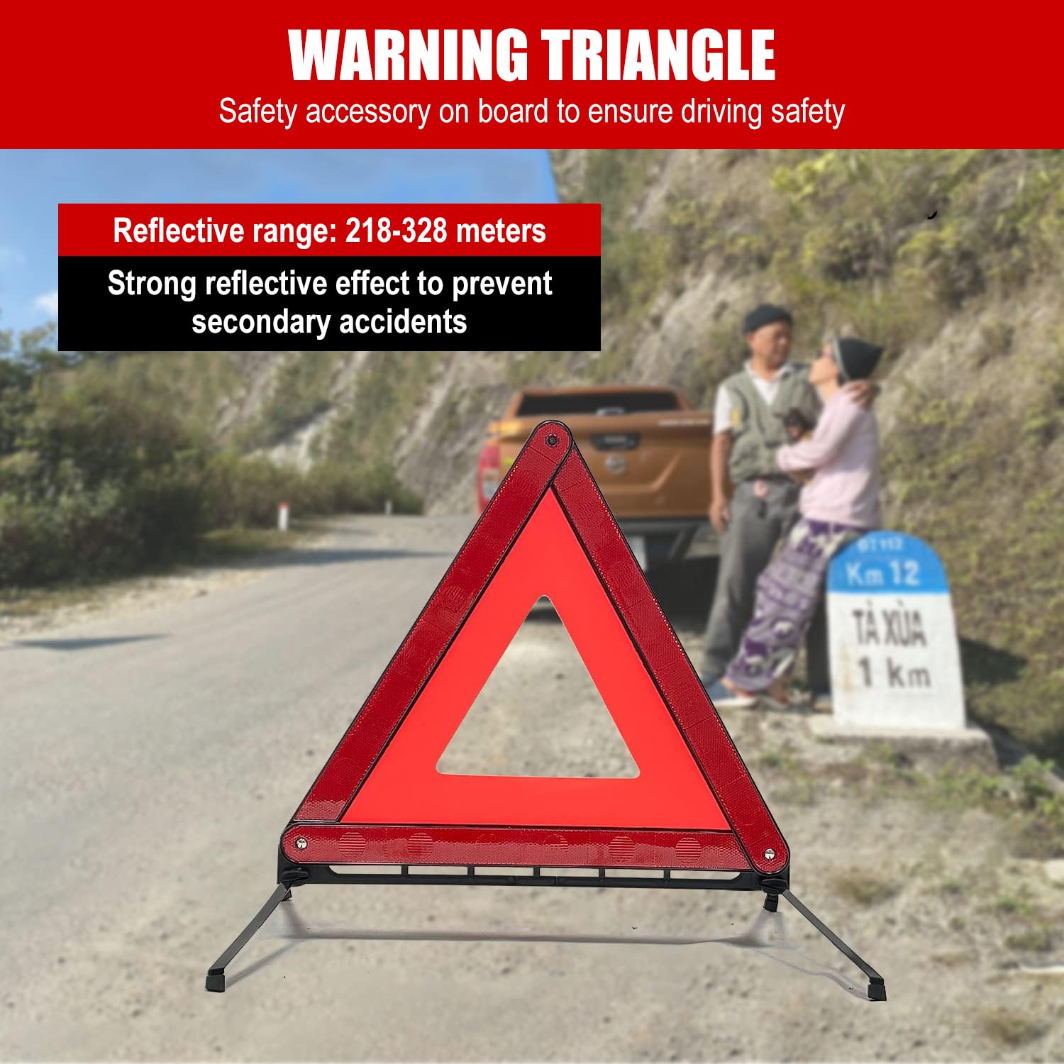 Triangolo Auto Omologato, Pieghevole Stradalei Riflettente Emergenza Triangolo Auto con Custodia, per la Costruzione di Strade e Incidenti di Sicurezza