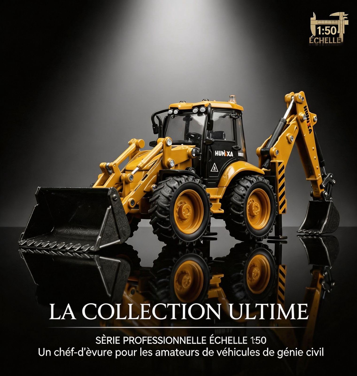 Tractopelle Enfant Modèle Réduit Échelle, Jouets Robustes en Métal Mini Pelle Hydraulique Mobile pour Cadeau Enfant et Collectionneurs