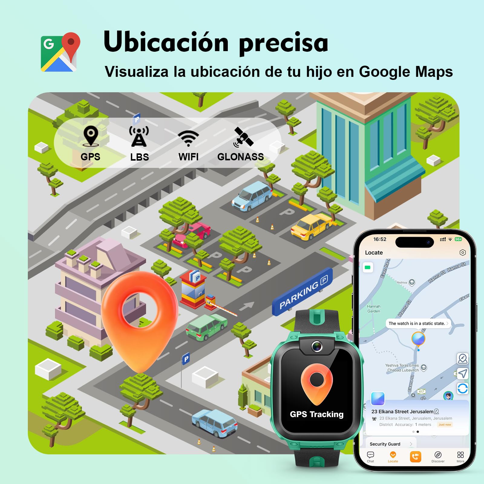 imoo Z1 Smartwatch Infantil 4G con Llamadas y Videollamadas, GPS, Modo Clase, IPX8 Resistente al Agua Verde