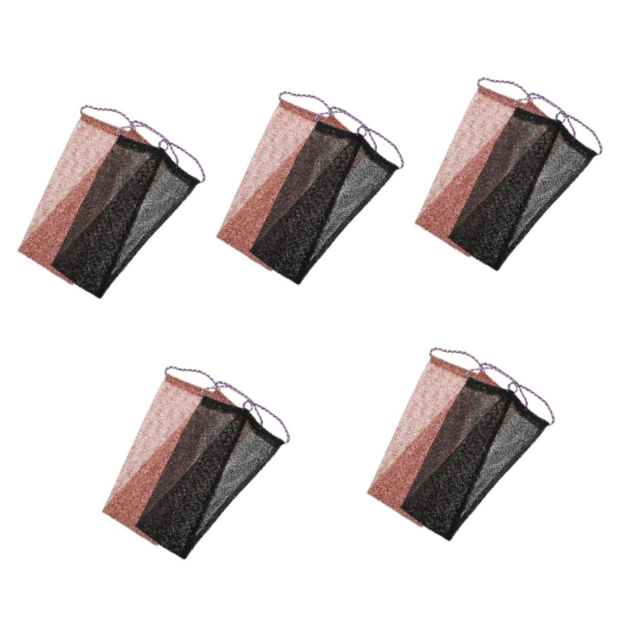 Beavorty 5sets African Net Exfoliating Body Scrub Bath Sponge Bath Net for Women Men 2pcs*5