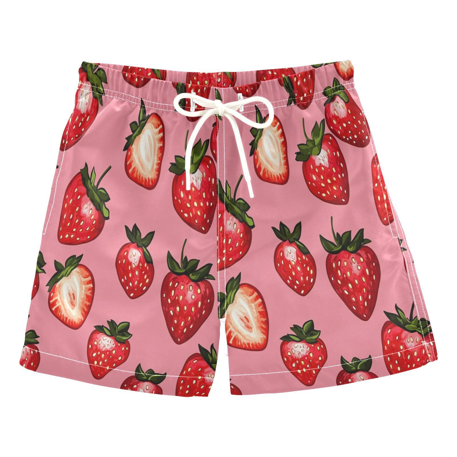 Boccsty Exotic Red Strawberry Boys Swim Trunks Baby Kids Swimwear Summer Toddler Beach Board Shorts 2T
