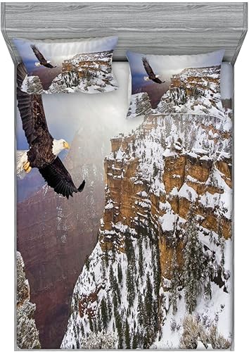 Miniatura 192 de Ambesonne Juego de sábanas bajeras y fundas de almohada de los años 90, patrón geométrico en estilo retro, formas redondas de triángulo de media