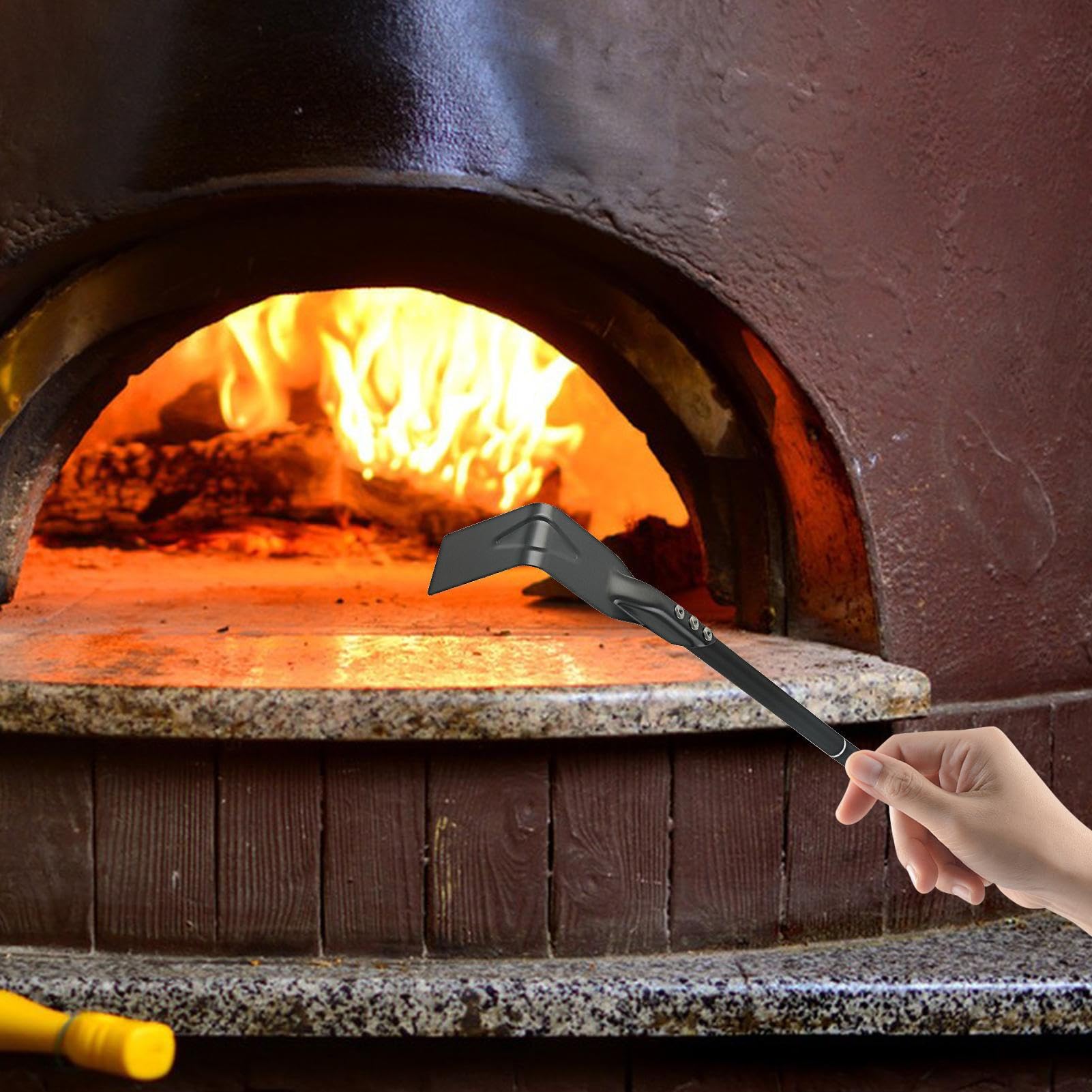 Rastrillo de cenizas para horno de pizza, raspador de parrilla de carbón con mango largo, cuchara de ceniza duradera para barbacoa, herramienta de limpieza de horno para gestión de carbón, accesorios