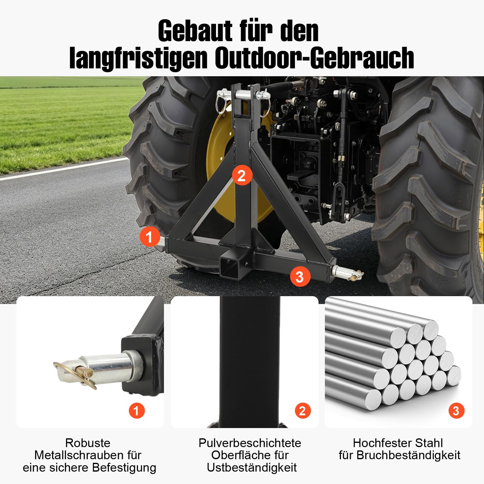 Dreipunkt Anhängerkupplung 3 Punkt Dreipunkt Adapter für Anhänger & Bauernhofgeräte, 2" Traktor Schlepper Ackerschiene mit Dreipunktaufhängung, Ackerschiene Ackerschienendreieck Kat