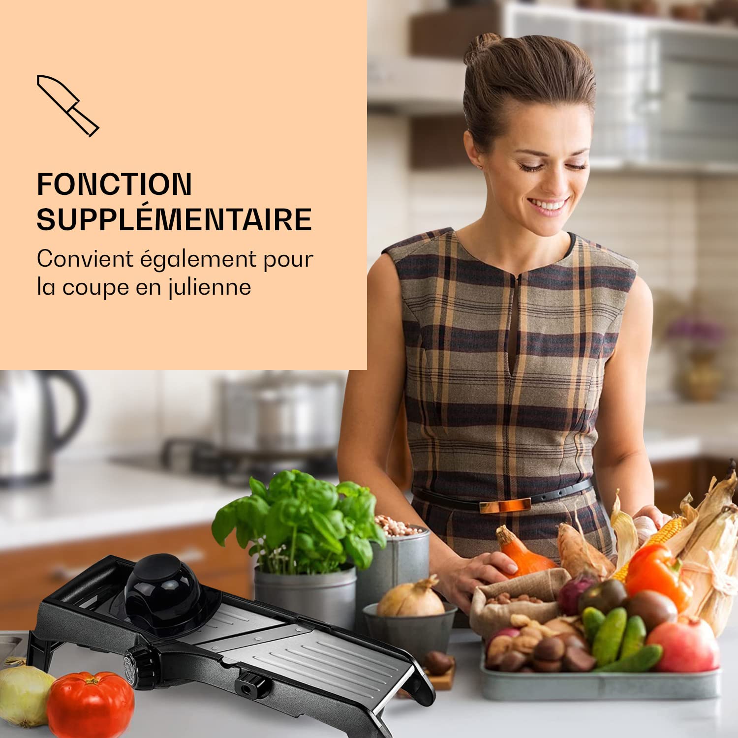 Gramercy Kitchen Co. Mandoline réglable en acier inoxydable Livré avec une paire de gants résistants aux coupures hachoir à légumes hachoir à oignons trancheuse de pommes de terre frites julienne