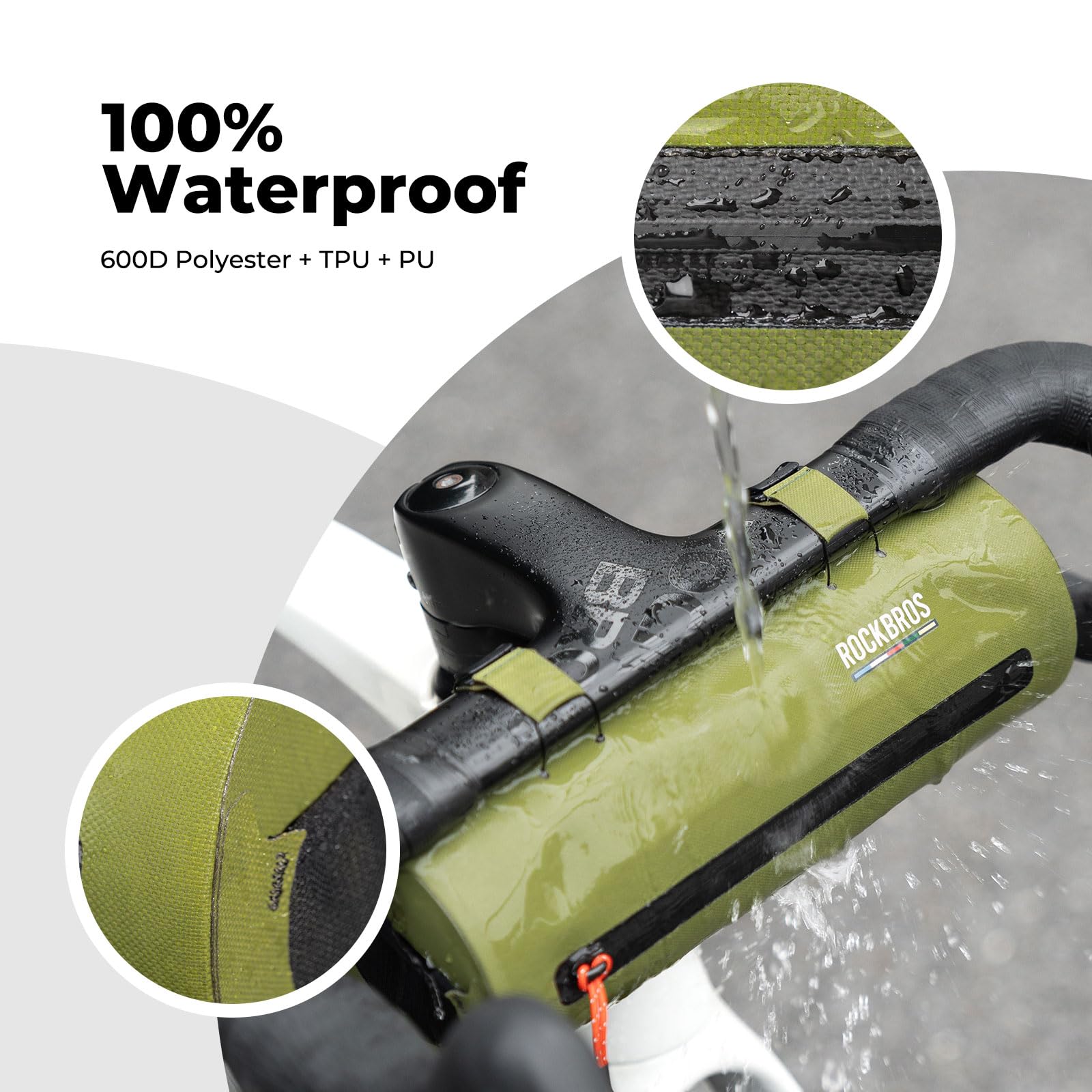 ROCKBROS Road to Sky Bolsa para Manillar de Bicicleta 2L Impermeable, Bolsa Delantera para Bicicleta Montaña Carretera MTB Verde