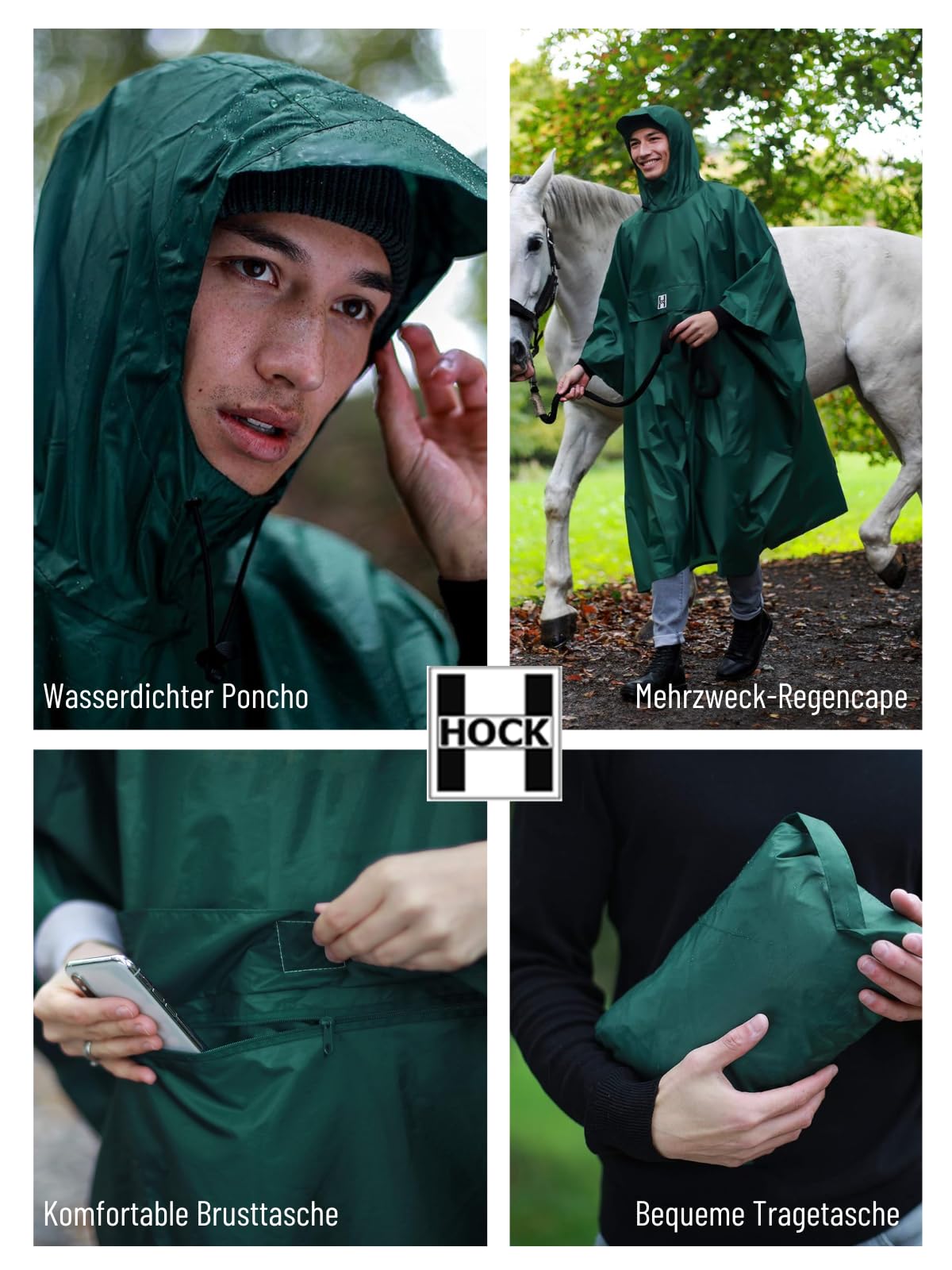 Hock - Poncho Impermeabile, Olive, X/XL