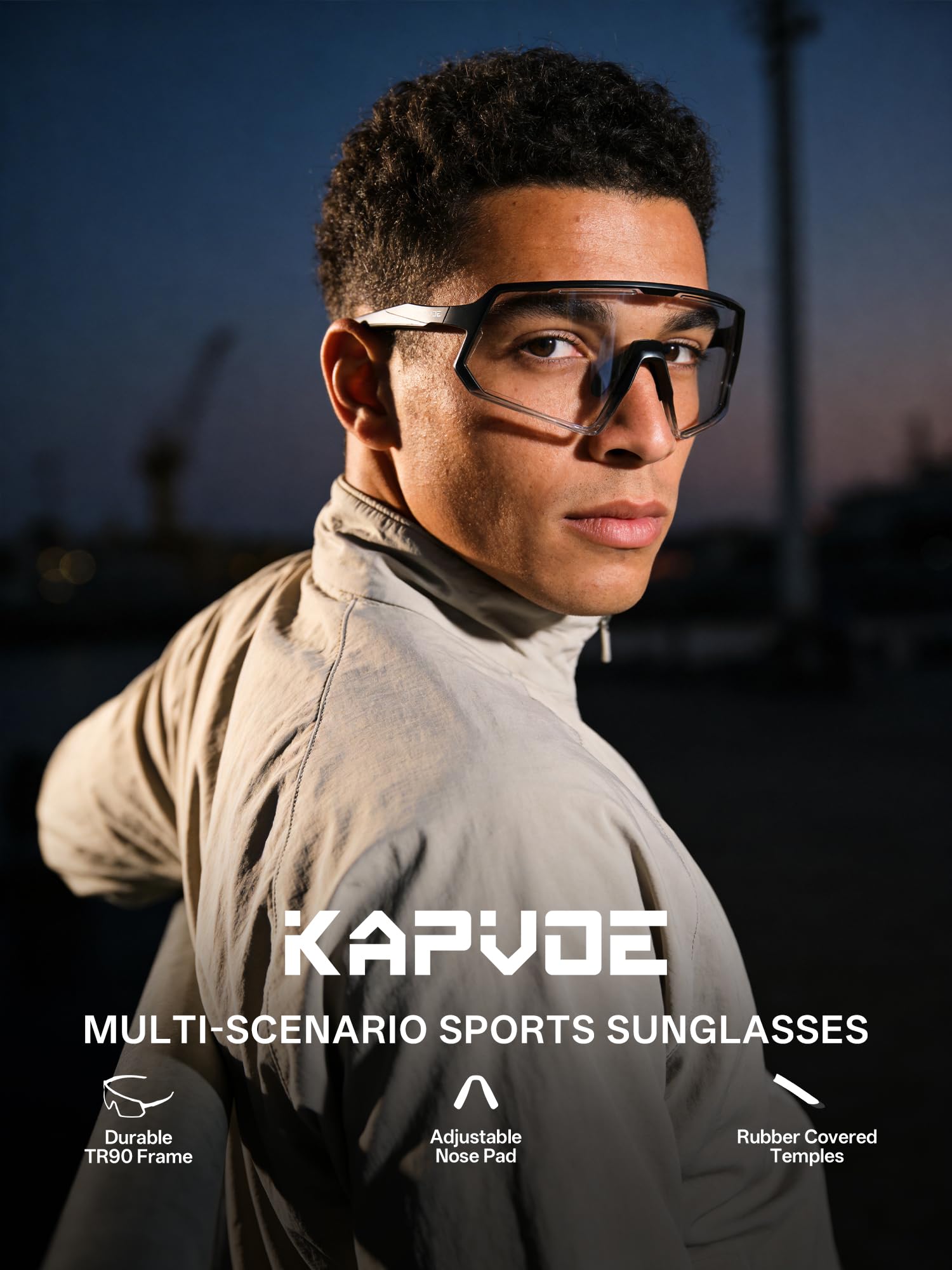 KAPVOE Anti-Beschlag Selbsttönend Fahrradbrille Herren Damen Photochrome Schnelle Brille Sport Sonnenbrille Klar Rennrad Brille Radbrille Sportbrille MTB K164 - 3