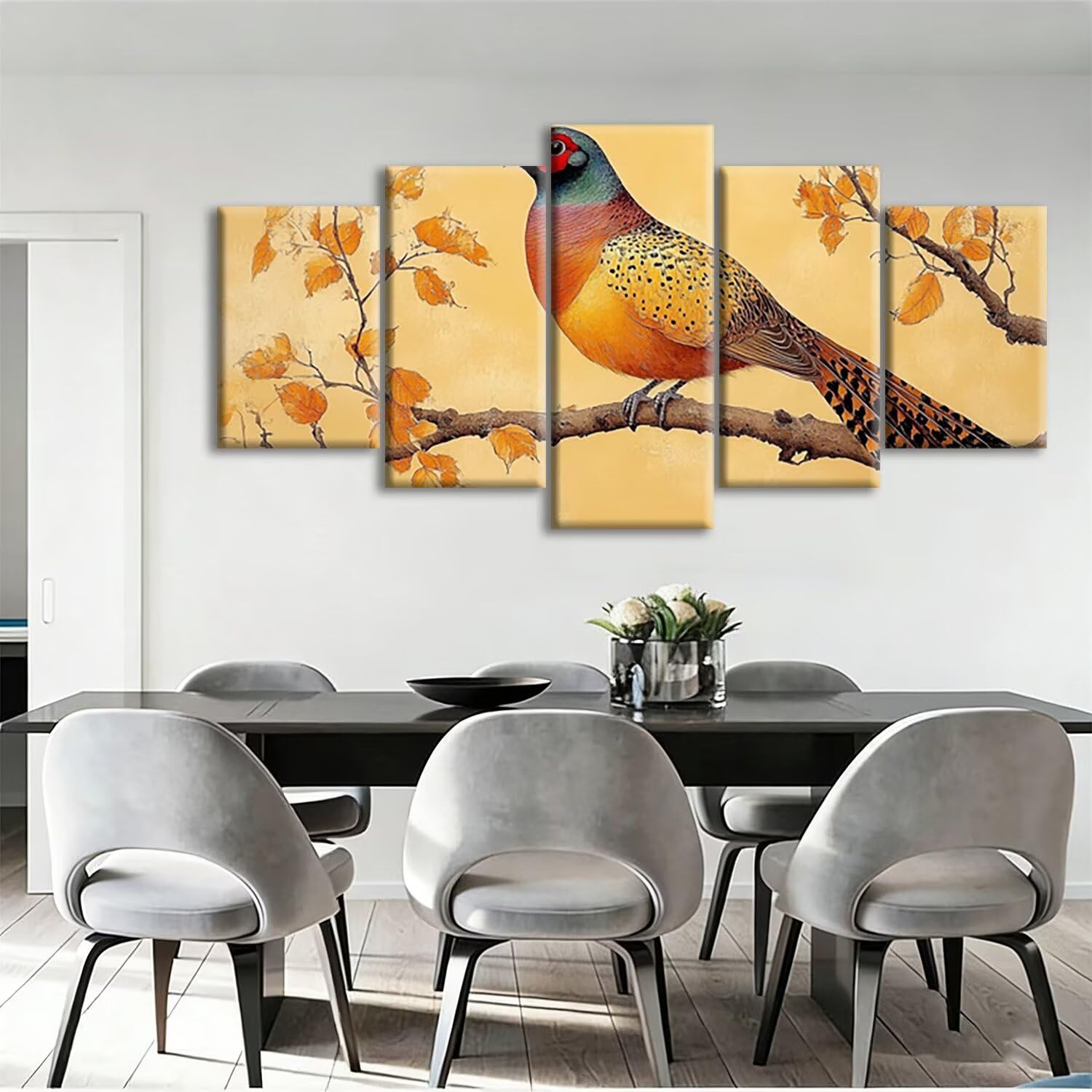 Bażant diamentowy obraz dla dorosłych, duży, XXL, 125 x 75 cm, 5-częściowy, obraz do malowania diamentami, prostokątne kamienie, zwierzę, 5D "zrób to sam", obraz na pełny obraz, haft krzyżykowy
