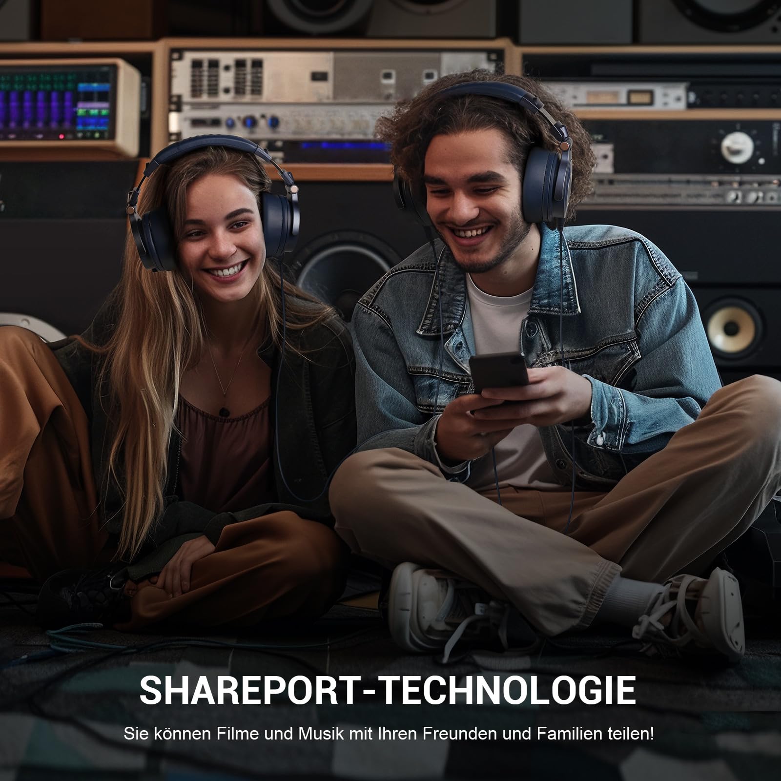 OneOdio Kopfhörer mit Kabel, Monitor 60 Professioneller geschlossener Studio Kopfhörer 38 Ohm, Kopfhörer Over Ear mit 50mm Treiber Hi-Res Audio, Abnehmbares Kabel(3.5mm/6.35mm), für Podcast, Handy, PC