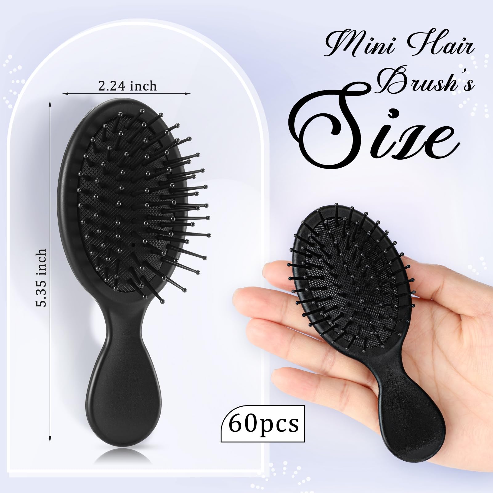 60 mini cepillos para el cabello a granel para personas sin hogar, cerdas suaves, añade brillo al cuero cabelludo, masaje y desenreda, para viajes, cabello seco y húmedo, para mujeres